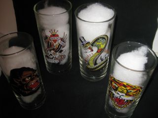 Tattoo Design Tumblers Glasses Don Ed Hardy Collectible Horror Scary Snakes photo