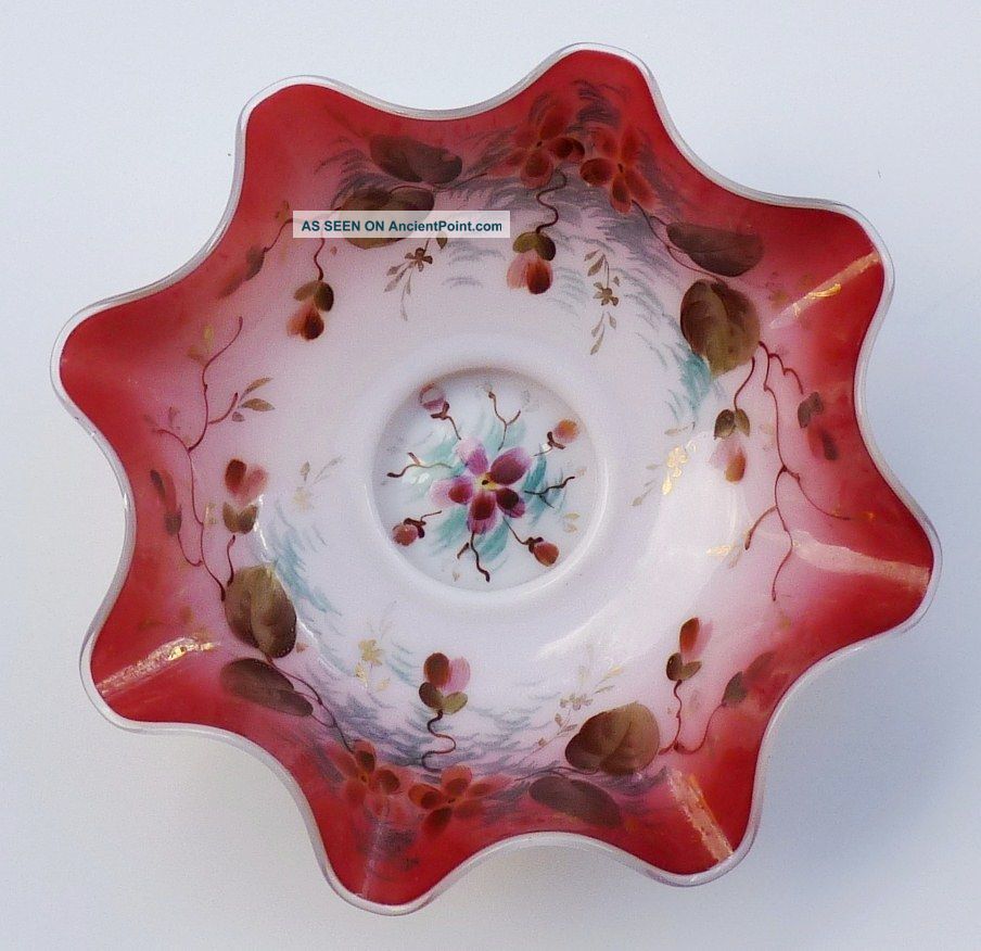 Antique Handpainted Victorian Brides Basket Bowl Bowls photo