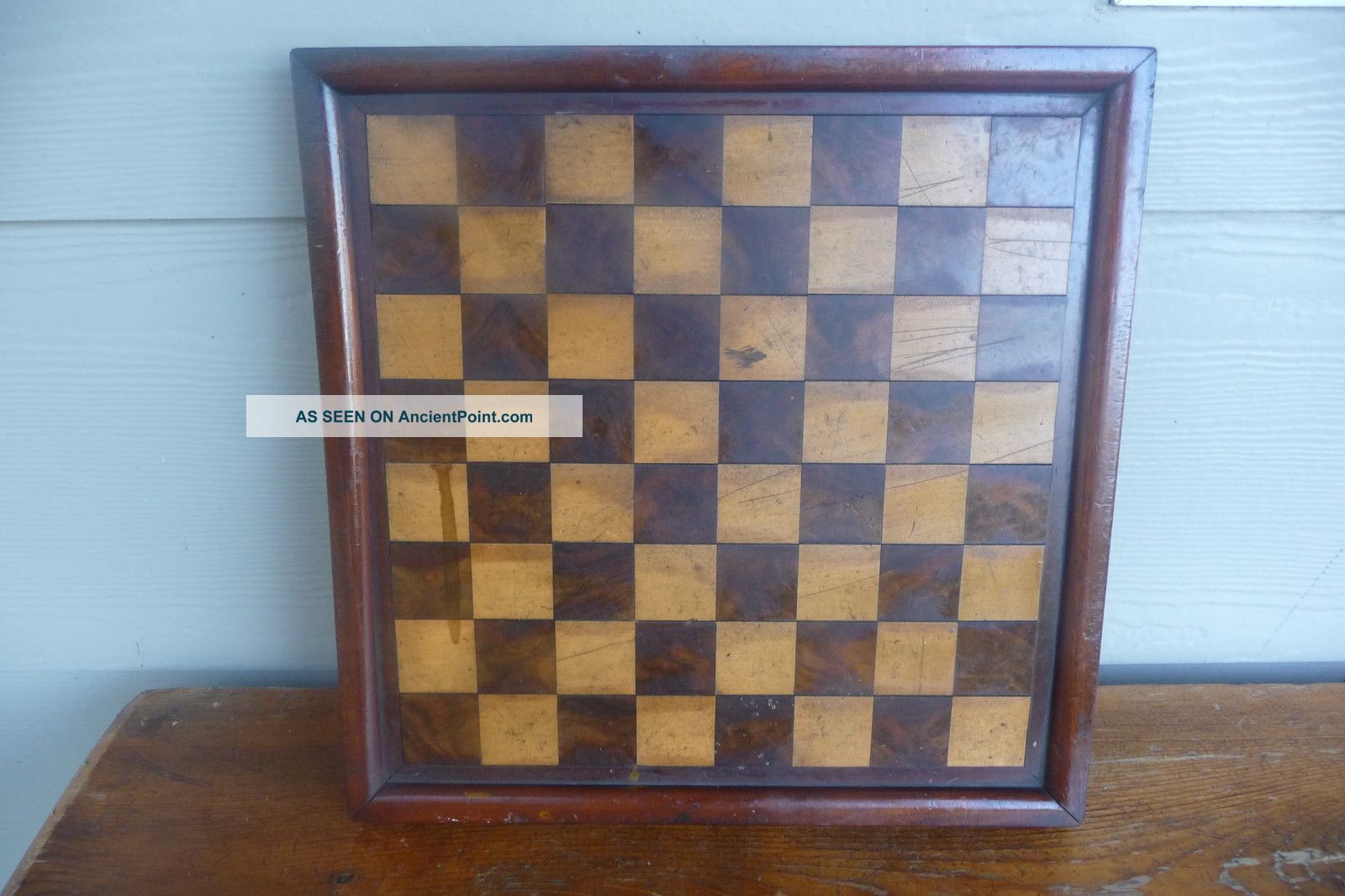 Antique 19thc Double Sided Sectioned Burl Wood Game Checkerboard Multi Type Wood Other photo