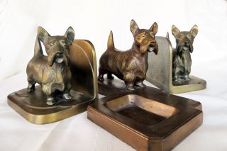 Frankart Scottish Terrier Scottie Dog Pin Desk Tray And Bookends photo