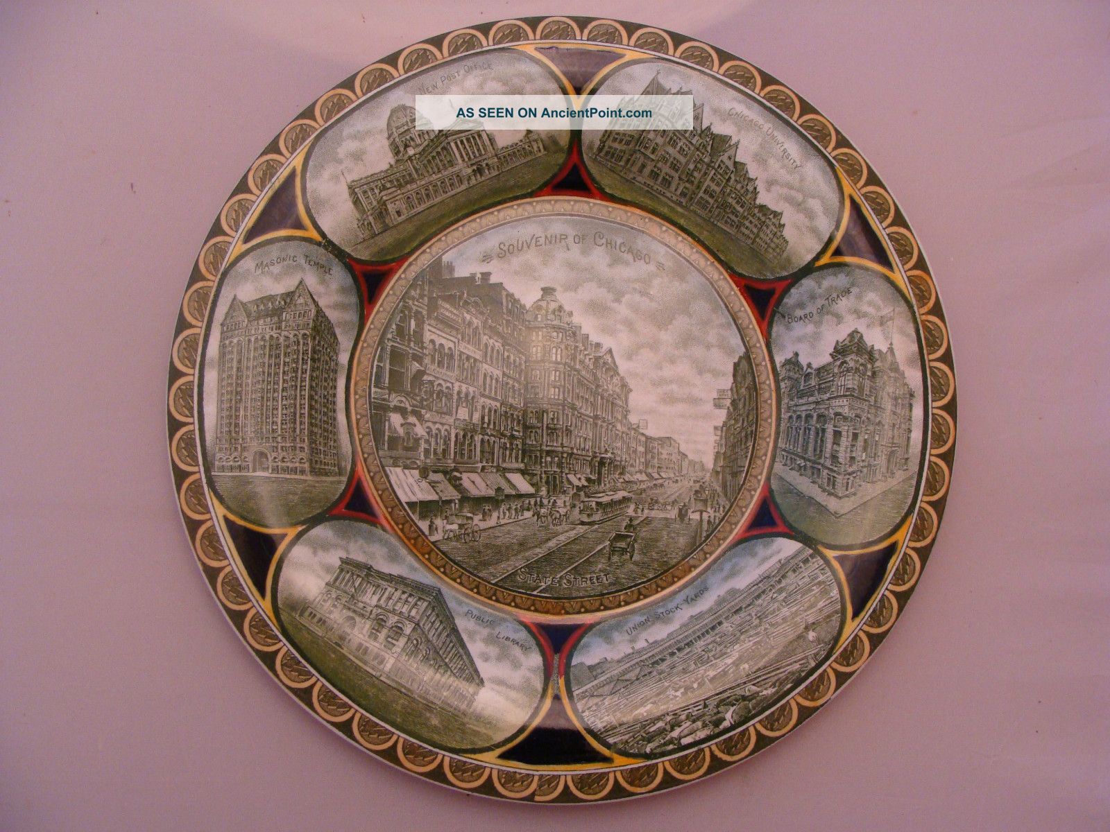 Antique Late 1800 ' S Souvenir Of Chicago Albert Pick & Co.  Plate Masonic Temple Plates & Chargers photo