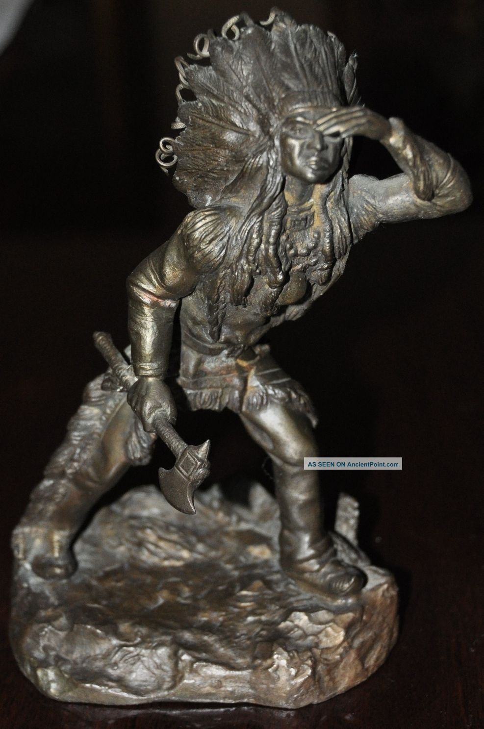 Antique Austrian Bronze Of An Indian By Carl Kauba,  Lurking Scout,  Vienna Metalware photo