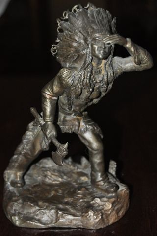 Antique Austrian Bronze Of An Indian By Carl Kauba,  Lurking Scout,  Vienna photo