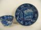 Antique 19c Staffordshire Historic Blue Pottery Cup And Saucer Cups & Saucers photo 1