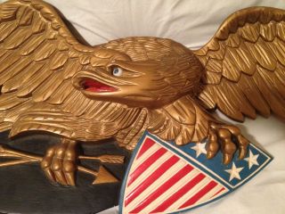 Carved,  Gilded,  Painted Bald Eagle Wall Plaque,  Artistic Carving Company C.  1950 photo