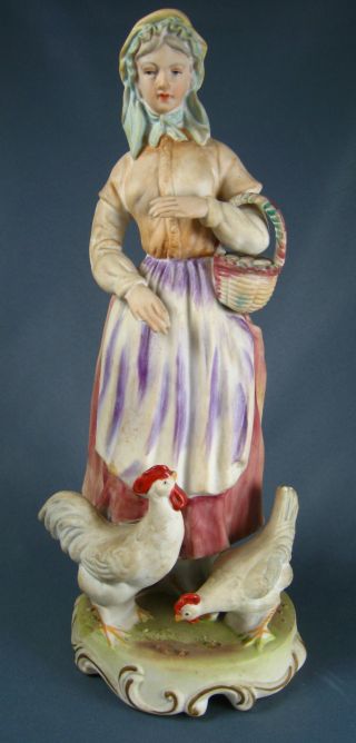 Vintage Arnartcreations Victorian Ceramic Or Porcelain Figure W/ Hens & Chickens photo