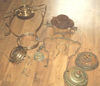 Vintage Antique Lot Hanging Pull Down Oil Kerosene Lantern Lamp Parts Repair photo