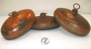 Vintage Foot Warmer Copper Set Of 3 Round Flat Antique Marked West Germany Great photo