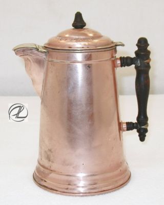 Antique Copper Coffee Pot Vintage Copper Brass Kettle Marked Majestic Striking photo