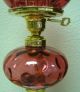 Vintage Cranberry Coin Dot Glass Lamps W/chimney & Milk Glass Base Circa 1918 Lamps photo 2