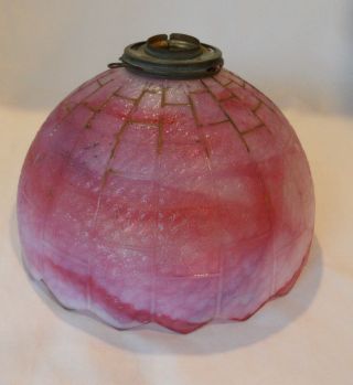 Antique Pink/cranberry Swirled Slag Glass Shade For Lamp Light Fixture 8 
