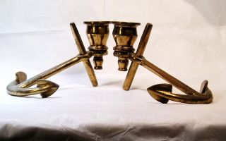 Vintage Pair Anchor Candle Stands B22 photo