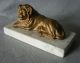 Antique English Lion Scultpure On Marble Base Metalware photo 1
