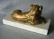 Antique English Lion Scultpure On Marble Base Metalware photo 3