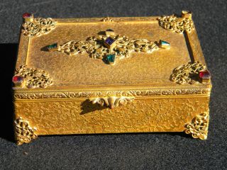 Antique Jewelry Casket,  Vanity Trinket Box Or Tabletop Cigarette Box photo