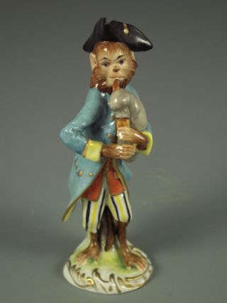 Antique Volkstedt German Porcelain Monkey Band Bagpipe Player Dresden Figurine photo