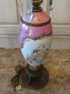 Antique French Limoges Style Transferred Painting Figurine Signed Porcelain Lamp Lamps photo 4
