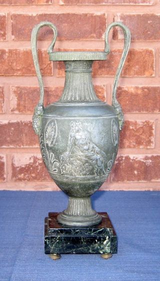 Antique Style Roman Urn Marble Base France Paris Vase Lamp Greek Empire Trophy photo