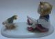 Antique Pre 1921 Germany Boy Feeding Angry Duck Whimsical Figural Group Figurines photo 1