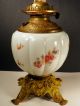 Victorian Impd Climax Hand - Painted Milk Glass Oil Lamp Base For Repair/parts Lamps photo 5