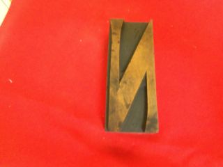 Authentic Antique Wooden Letterpress Type. .  4 Inch. . .  Letter. . .  N. . .  W/ Curved Serf photo