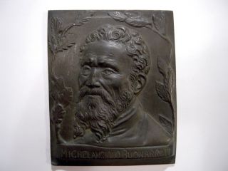 Antique Bronze Plaque Michel Angiolo Buonarroti,  Gorheous Art Work / Sign photo