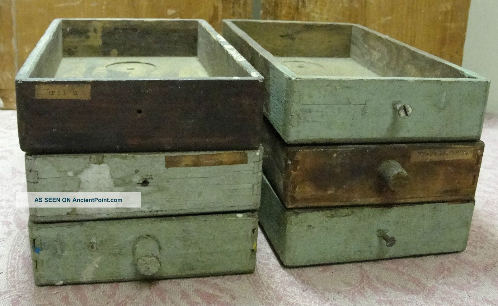 Set Of 6 Matching Small Finger Jointed Wood Wooden Box Bin Drawers Boxes photo