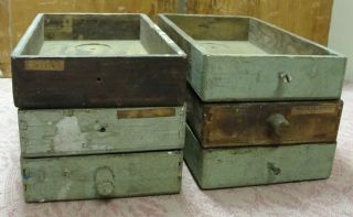 Set Of 6 Matching Small Finger Jointed Wood Wooden Box Bin Drawers photo