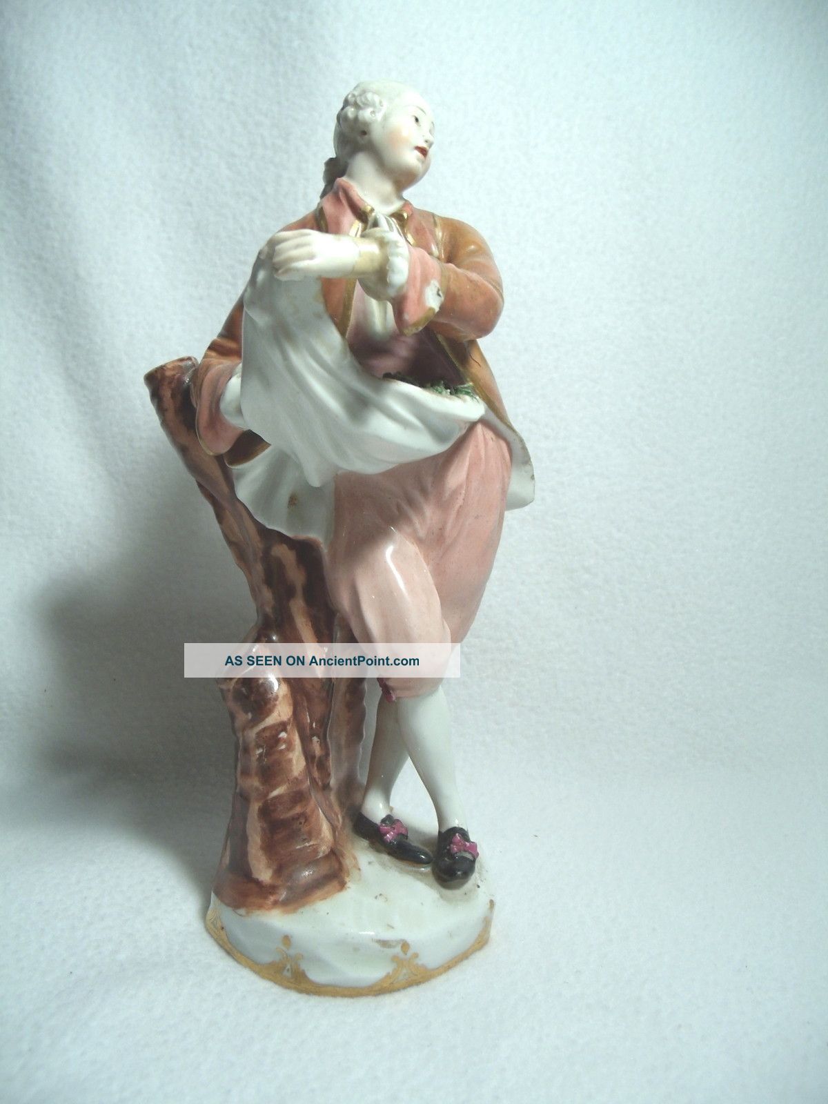 Antique German Figurine Of A Man Holding 2 Birds In Apron Figurines photo