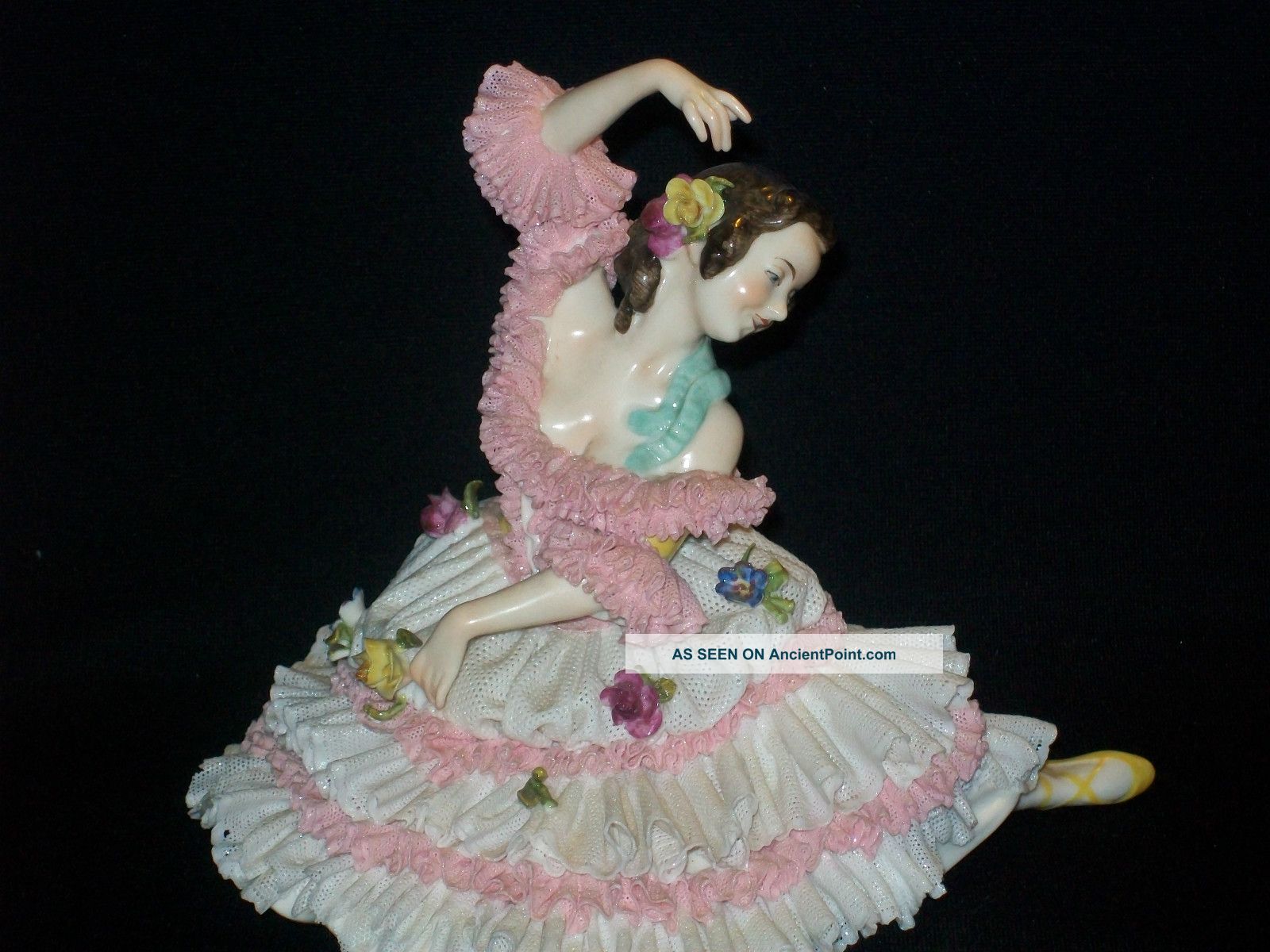 Gorgeous Antique Volkstedt German Porcelain Dresden Ballerina Dancer Figurine Figurines photo