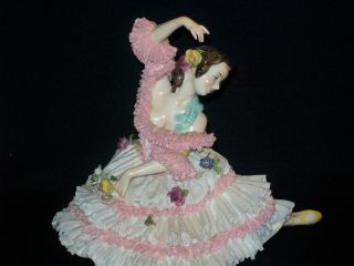 Gorgeous Antique Volkstedt German Porcelain Dresden Ballerina Dancer Figurine photo