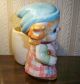 Vintage Girl Dog Or Cat Planter With Pink Plaid Skirt Japan Planters photo 3