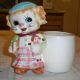 Vintage Girl Dog Or Cat Planter With Pink Plaid Skirt Japan Planters photo 6