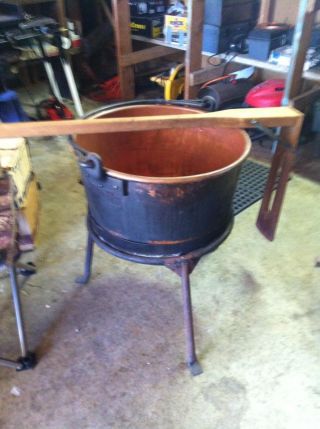 Amish Built 30 Gallon 100% Copper Apple Butter Candy Kettle Pot - - Once photo