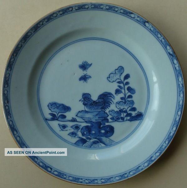 Antique Chinese Porcelain Plate 18th.  Century Qianlong Rooster (cockerel) B Plates photo