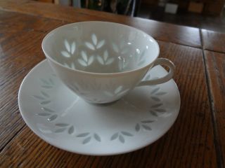 Vintage Arabia White Porcelain Rice Demitasse Cup & Saucer Set - Finland photo