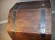 Old Wood Country Kitchen Folk Art Display Storage Bread Box Chest W Metal Bands Primitives photo 7