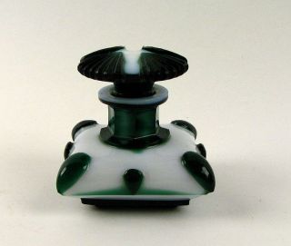 Antique Peking Art Glass Green Cut To Opal Perfume Bottle photo