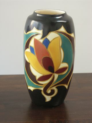 Czechoslovakian Art Deco Vase Bihl Czechoslovakia Gouda Zuid - Holland Plateel Old photo