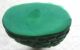 Old Malachite Glass Perfume Bottle Deeply Molded Flowers Orig Top Fine Condition Perfume Bottles photo 4