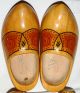 2 Decorative Holand Handmade Dutch Wood Wooden Yellow Farm Shoes Vintage Antique Other photo 1