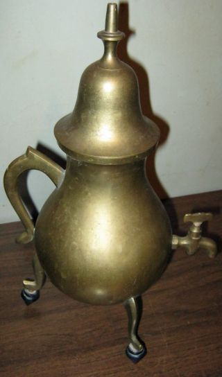 Large Brass 3 Legged Kettle With Tap - 12 1/2 