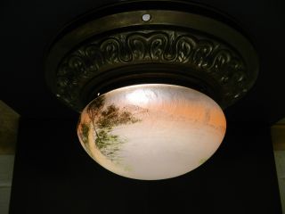 Old Reverse Painted Ceiling Dome From 1906 Home photo