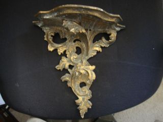 Antique Old Italy Carved Gilt Wood Shelve Rococo photo