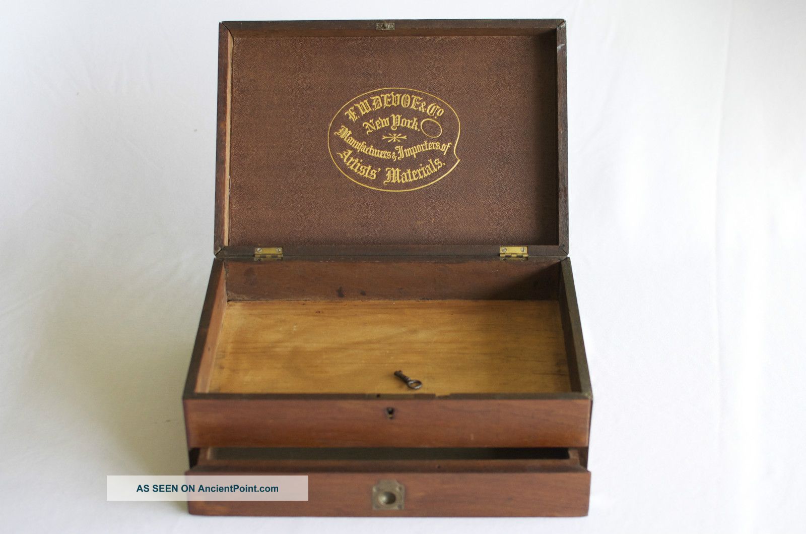 Antique F.  W.  Devoe & Co.  Of New York Wooden Painter / Artist Box With Drawer Boxes photo