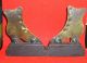Victorian High Top Brass Handmade Thistle Pattern Shoe Bookends One Of Kind Metalware photo 3