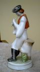 Large Zsolnay Shepherd Playing Flute Hungarian Folk Porcelain Figurine Figurines photo 2