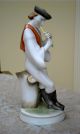 Large Zsolnay Shepherd Playing Flute Hungarian Folk Porcelain Figurine Figurines photo 4