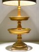 Vtg Hollywood Regency Italian Florentine Gilt Gold Wood Tole Tiered Table Lamp Toleware photo 2