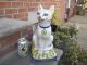 Antique Victorian Staffordshire Cat Egyptian Art Deco Statue Majolica Old Early Figurines photo 3